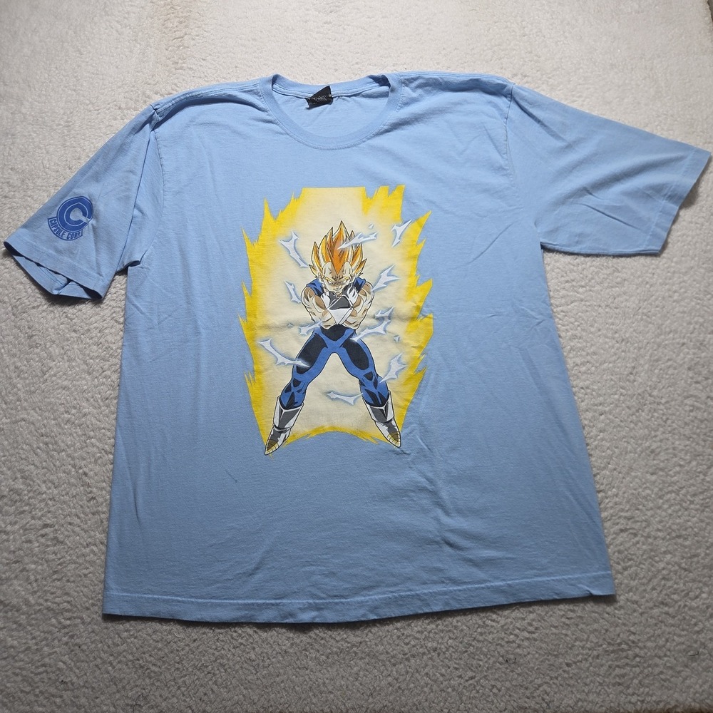 Dragon Ball‎ Z Majin Vegeta T Shirt Capsule Corp RARE Powder Blue Adult Size 2XL